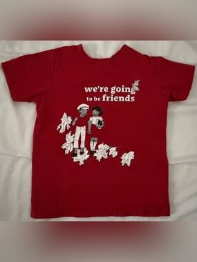 ⭐️2/$12 Kids The White Stripes Red Short-Sleeve Tee 'we're going to be friends'